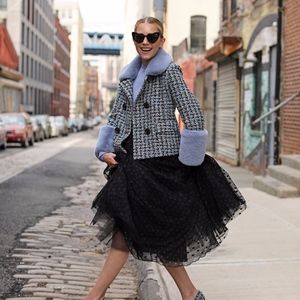 Halogen x Atlantic-Pacific Tweed Jacket with Fur